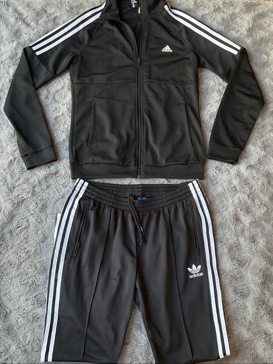 adidas Pants - adidas Black & White 3-Stripe Track Jacket and Joggers Set